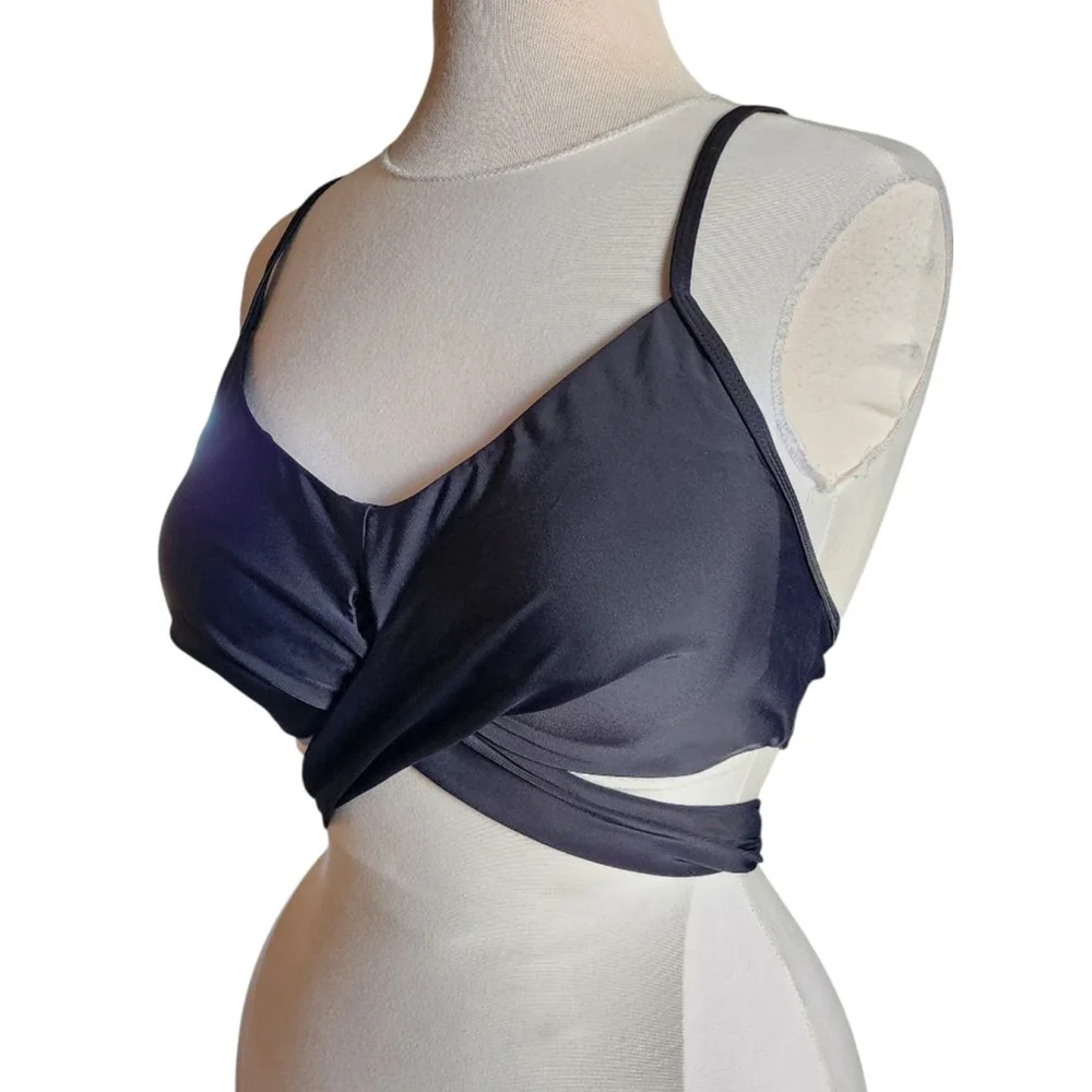 Sexy Black Wrap Around Tie Bikini Top Women's L